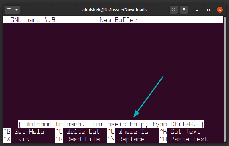 Nano編輯器界面