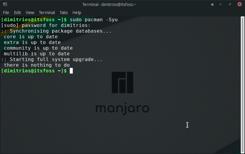 使用命令行更新Manjaro Linux